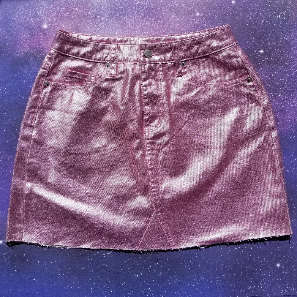 Glitter Halo / Holographic Pink Mini Skirt | NWOT